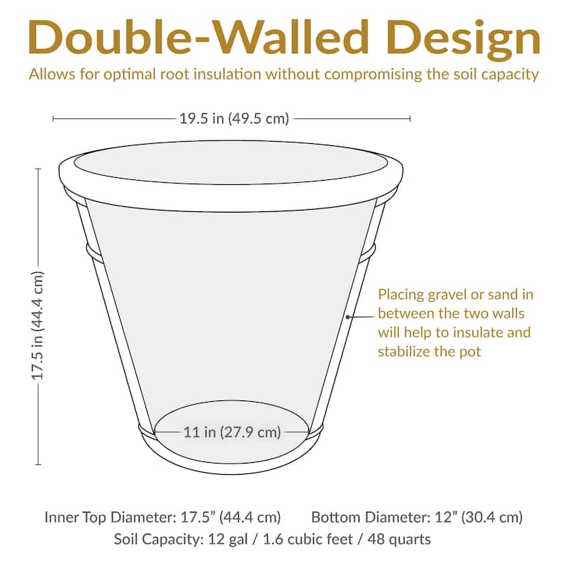 Arabella Outdoor Flower Pot Planter - Beige - 20-Inch - 2-Pack - 2