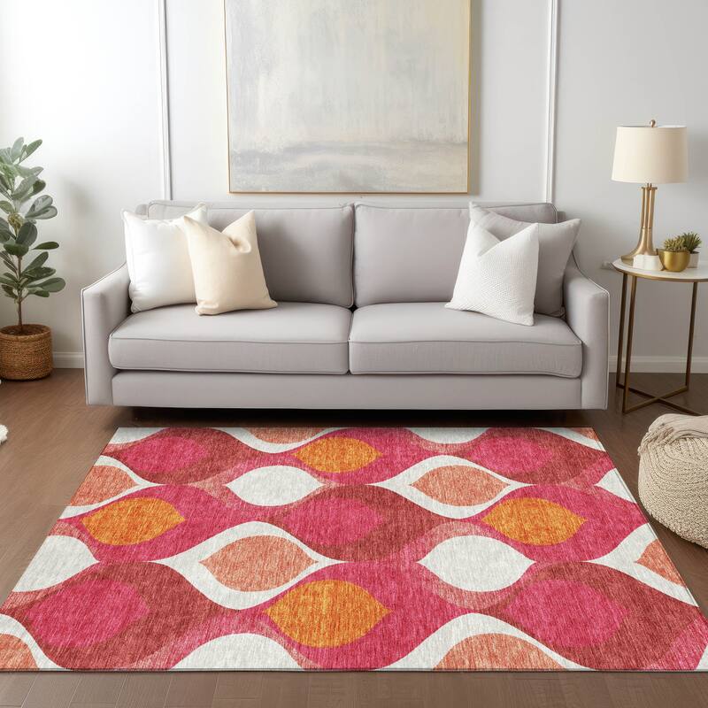 Machine Washable Indoor/ Outdoor Chantille Geo Contemporary Rug