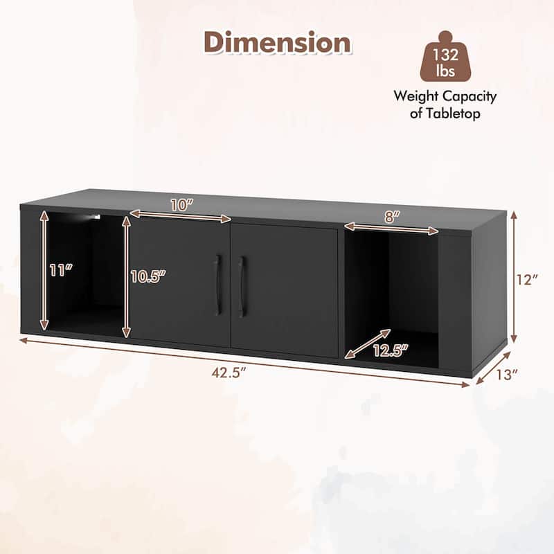 Floating Media Console with 2 Doors and 2 Storage Cubes