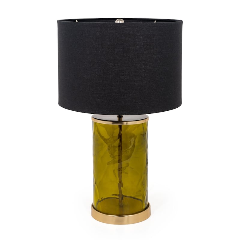 Klara 22" Green Glass Table Lamp with Black Shade - 13 x 13 x 22