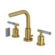 preview thumbnail 20 of 34, Kingston Brass Synchronous Two-Handle 3-Hole Deck Mount Widespread Bathroom Faucet with Brass Pop-Up Drain Brushed Brass