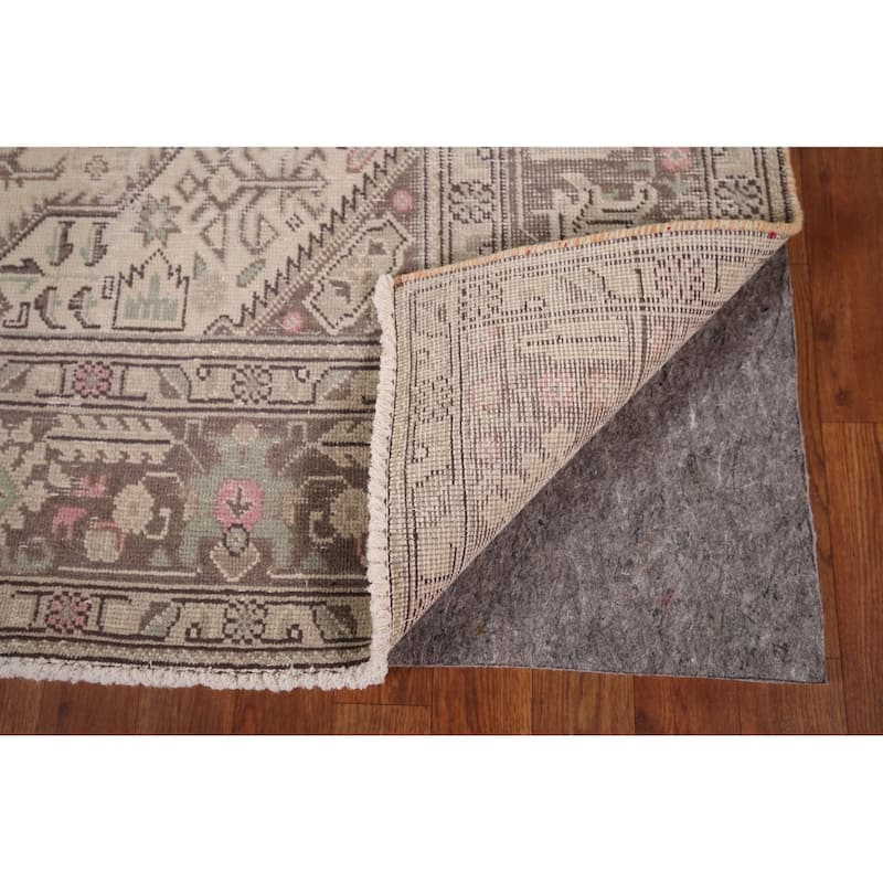 Distressed Tabriz Vintage Persian Rug Handmade Medallion Wool Carpet - 6'5" x 9'2"