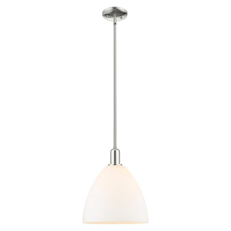 Innovations Lighting Endless Possibilities Arcadia - Bristol - 1 Light 12" Stem Hung Mini Pendant - Polished Nickel/Matte White