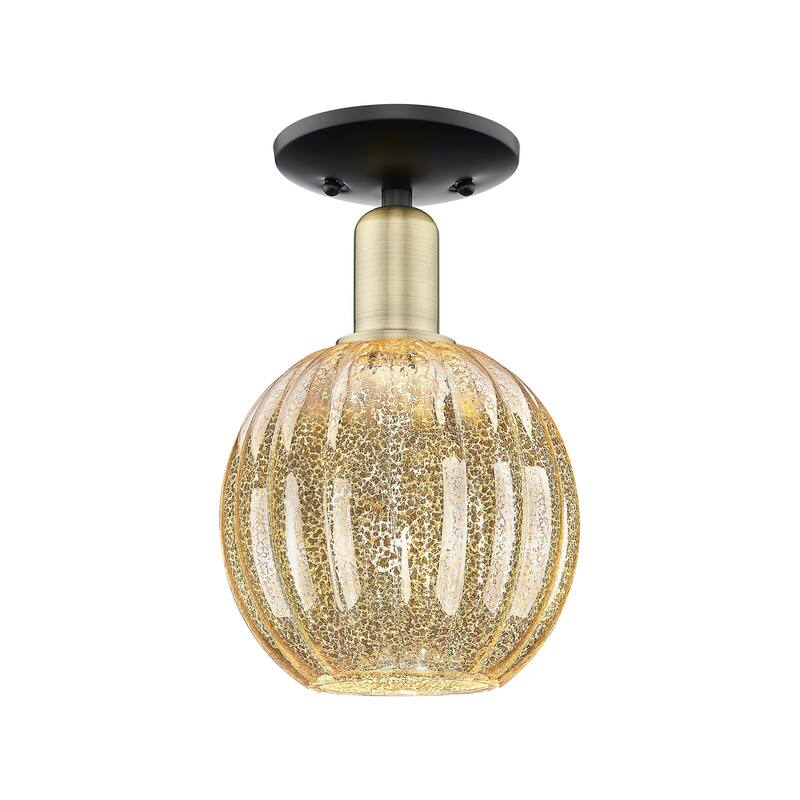 Innovations Lighting 716-1C-12-7 Preston Semi-Flush Preston 7" Wide - Black Antique Brass / Mercury