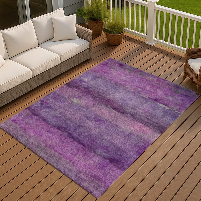 Machine Washable Indoor/ Outdoor Contemporary Ombre Chantille Rug - Purple - 3' x 5'