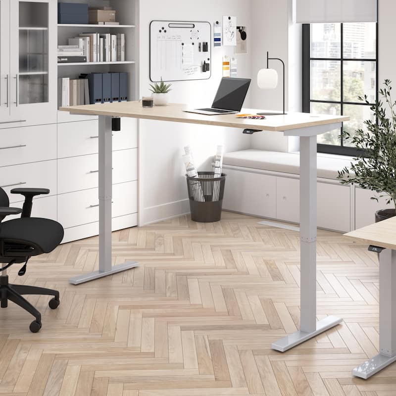 Bush Business Furniture Move 40 Series 72x30 Adjustable Standing Desk - Natural Elm/Cool Gray Metallic