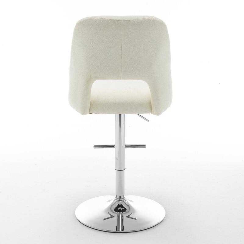 Best Quality Furniture Adjustable Textured Fabric Barstools with Chrome Finish Base (Set of 2)