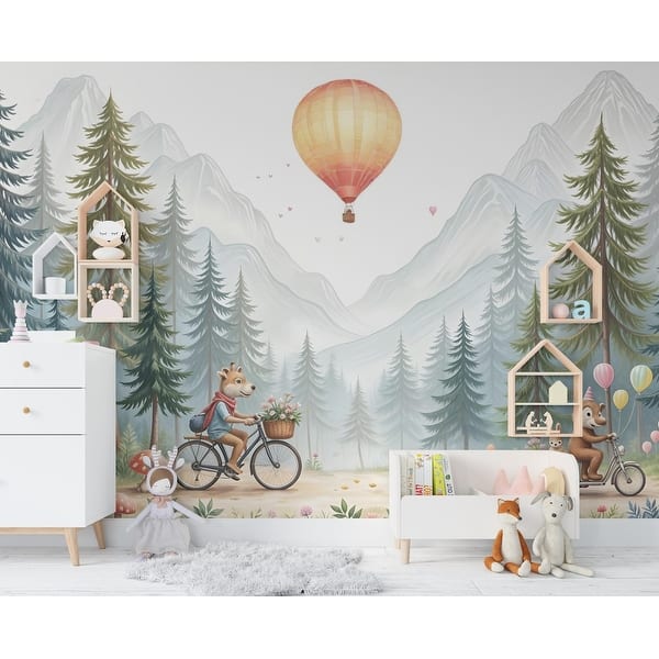 slide 2 of 7, Animals kids Wallpaper, Nursery and Kids Room Mural Decor 100x120