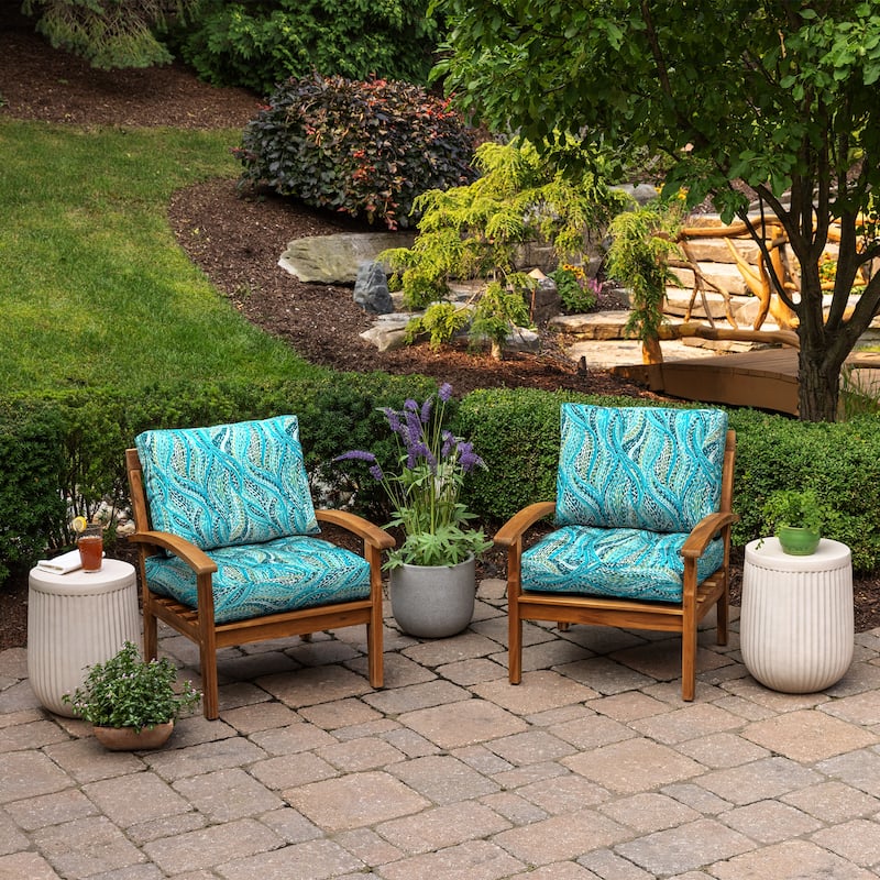 ARDEN Outdoor Plush Modern Tufted Blowfill Deep Seat Set, 24 x 24
