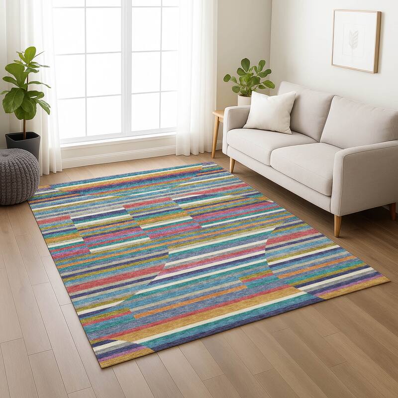 Machine Washable Indoor/ Outdoor Modern Cokedale Chantille Rug