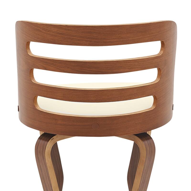 Verne Walnut or Black Wood Upholstered Bar Height Swivel Barstool