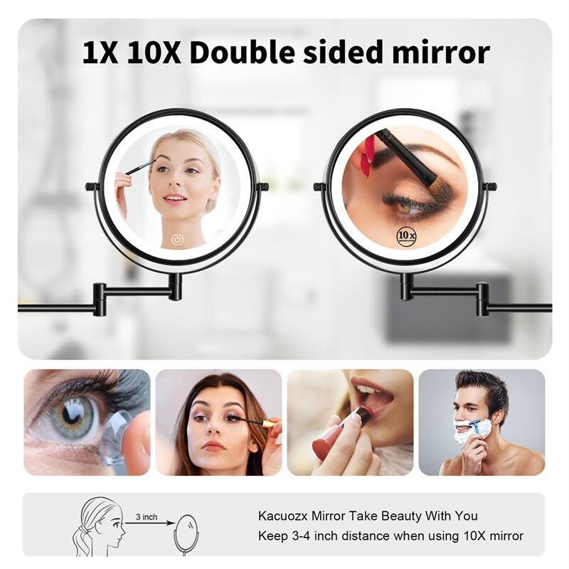 Wall Mounted Makeup Mirror with Down Double-Sided 1x/10x Magnification