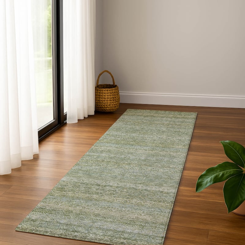 Premium Washable Super Soft Boho Stripes Mayfield Rug - Sage - 2'3" x 7'6"