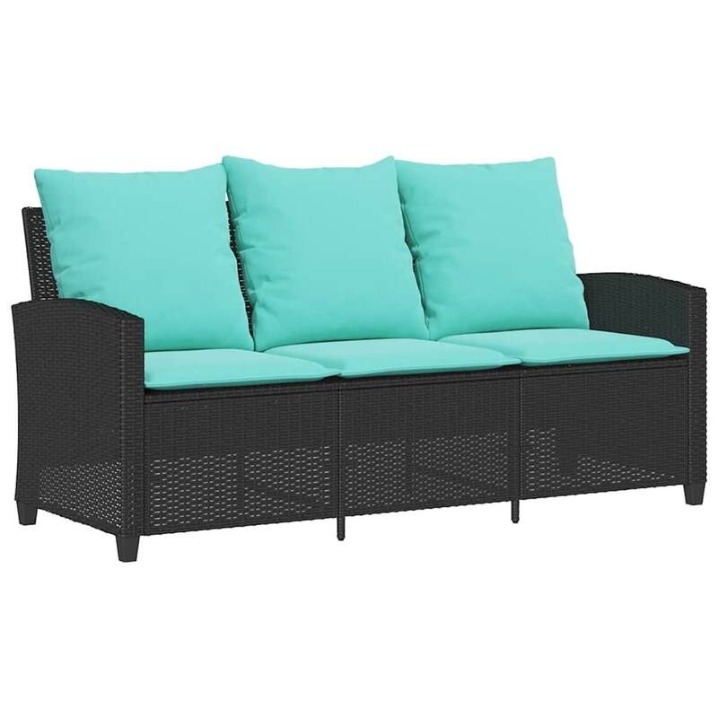 vidaXL 6 Piece Patio Sofa Set with Cushions Black/Brown/Gray Poly Rattan