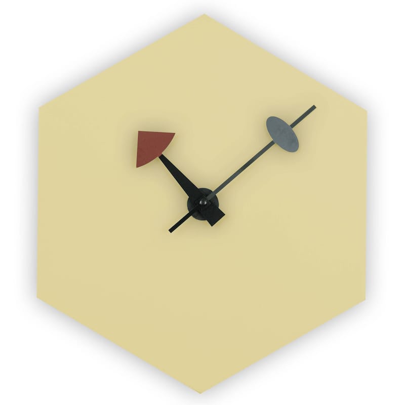 Manchester Silent Simple Hexagon Shaped Non Ticking Wall Clock with Aluminum Hands for Home Office Living Room(Battery Included) - Cream