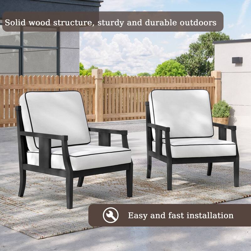 2 Set Outdoor Patio Club Chair with Cushion Patio Arm Lounge Chair
