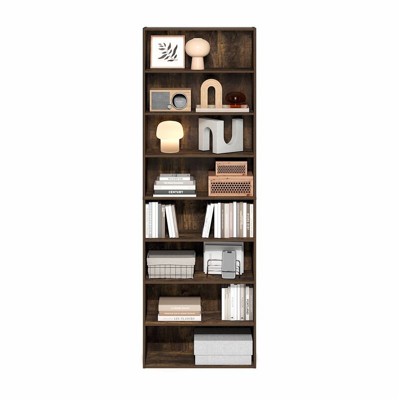 Furinno Basic 8-Tier Open Shelf Bookcase, Bookshelf, Storage Organizer, 12 x 24 x 71