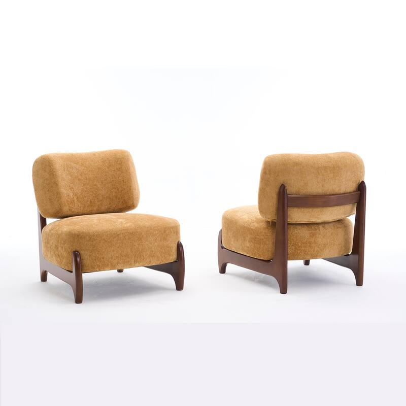 30"W Mid-Century Modern Accent Chair with Solid Wood Frame, Boucle Comfy Living Room Chair for Bedroom Lounge Reading Room