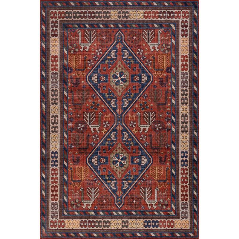 Nuloom Damaris Splashguard Medallion Machine Washable Area Rug