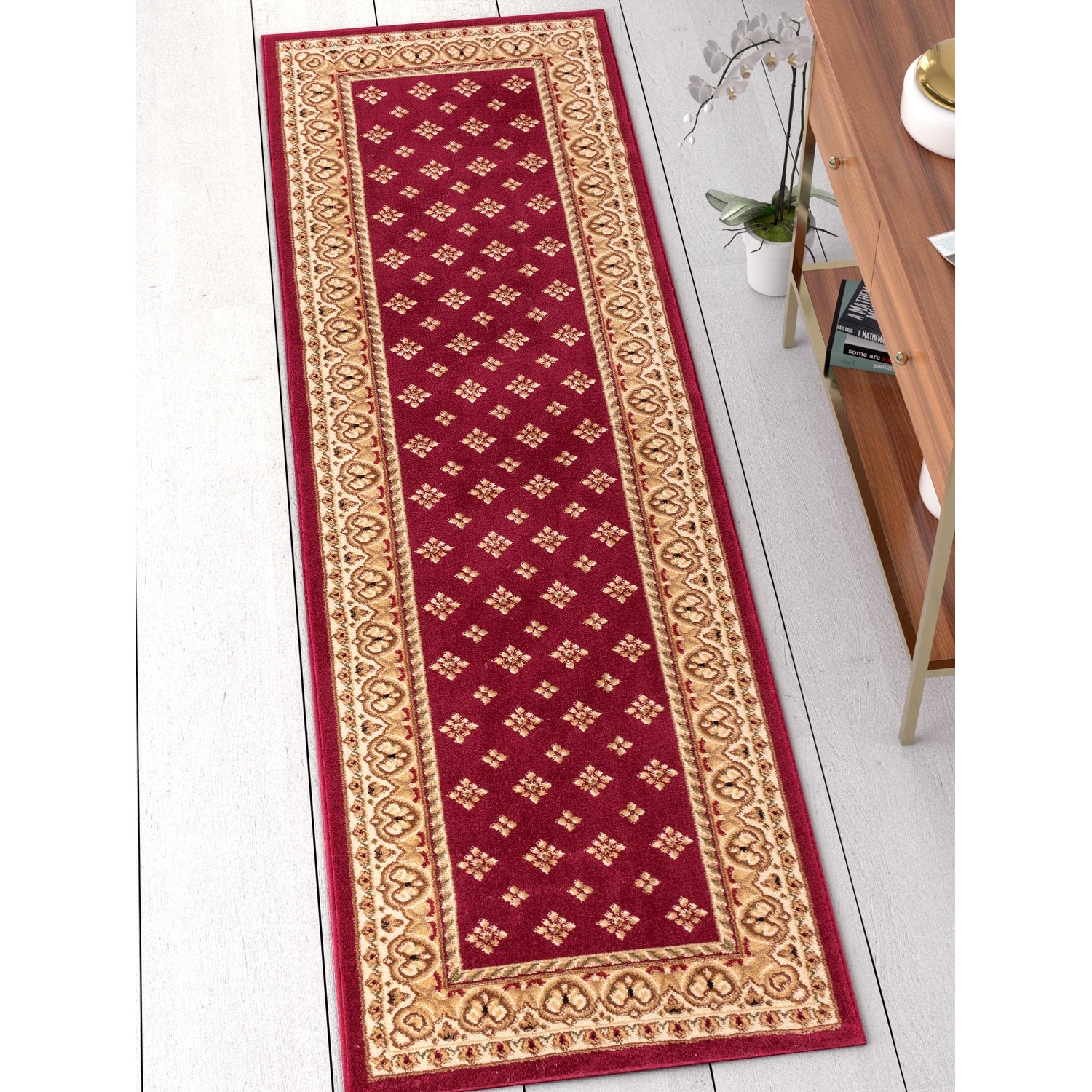 Well Woven Dallas Transitional Border Red Runner Area Rug - 2'3" x 7'3"