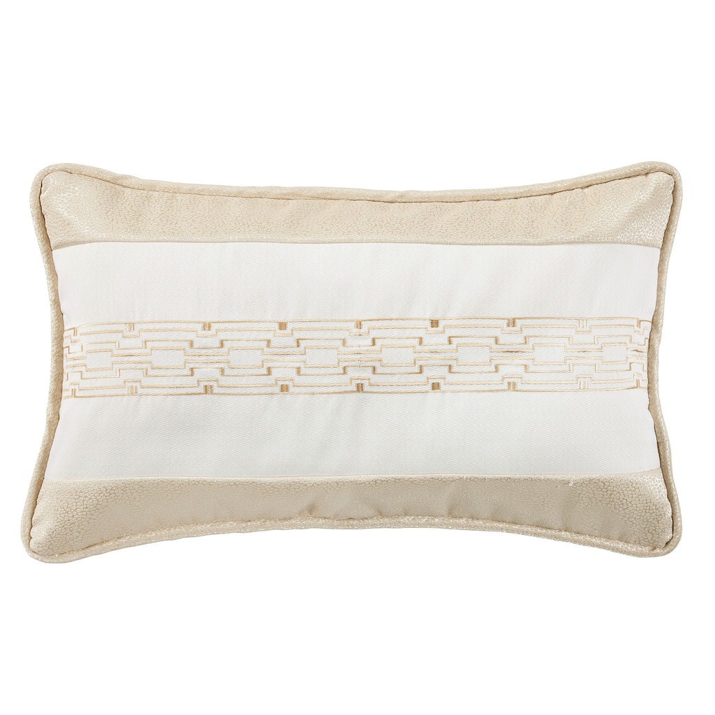 Chain Link Embroidery Pillow on Champaign Bubble Jacquard , 16x26