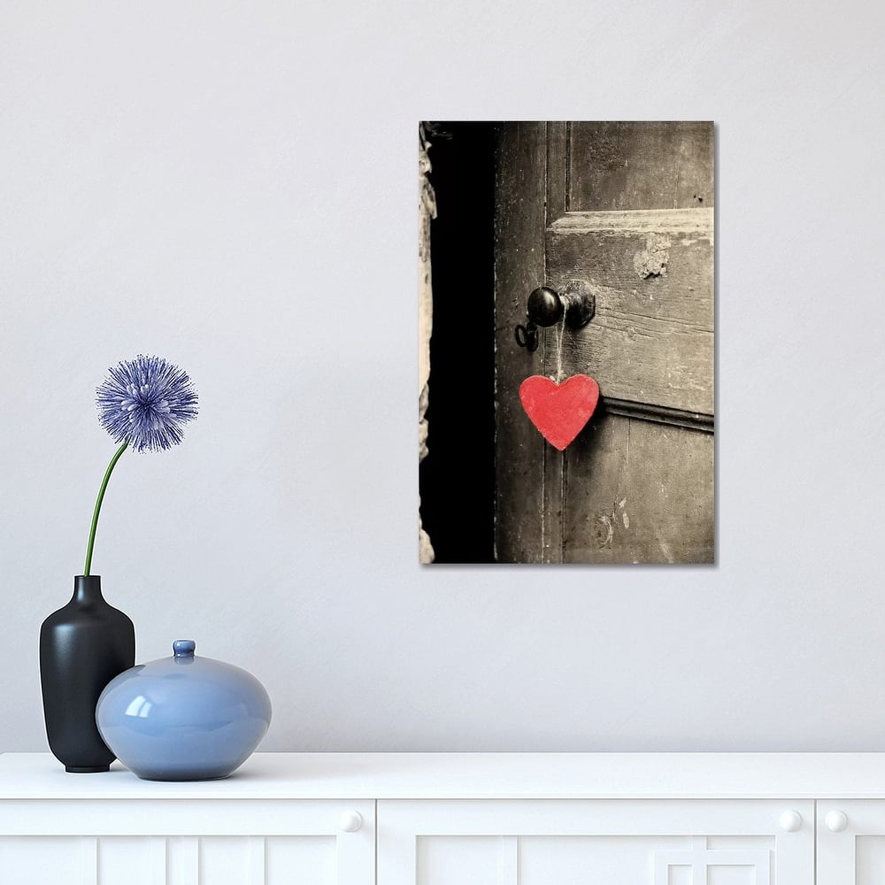 iCanvas "Antique Door With Red Heart" by Tom Quartermaine Canvas Print