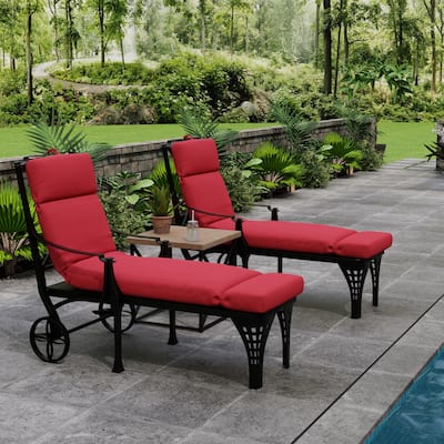Sunbrella 72" x 22" Red Solid Outdoor Chaise Lounge Cushion with Ties and Loop - 72'' L x 22'' W x 3.5'' H