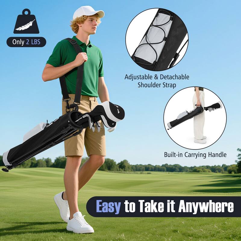 Gymax Lightweight Golf Stand Bag Par 3 & Executive Courses Carry Bag