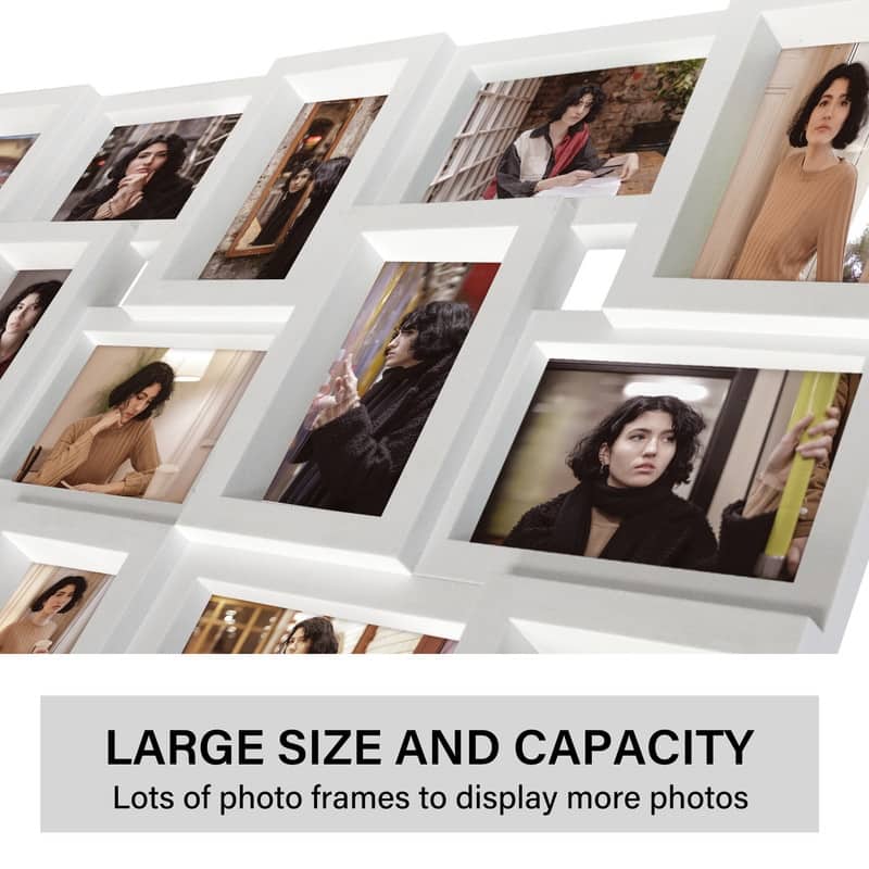 HELLO LAURA Rustic 24 Opening Photo Frame Family Collage Wall Hanging Picture Frame