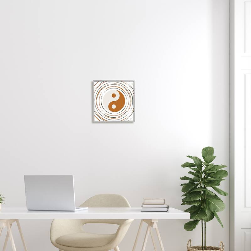 Stupell Yin Yang Taijitu Symbol Spiritual Circular Stripes Framed Wall Art, Design by Martina Pavlova