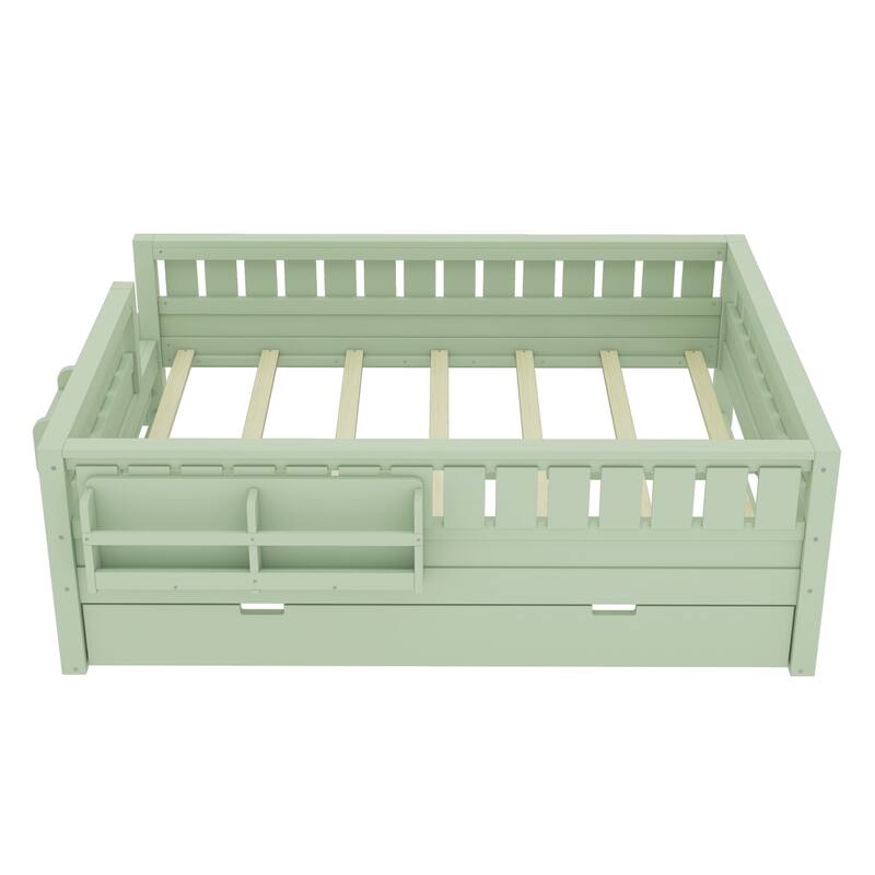 Full with Built-in Bookshelves and Small Staircase, High-Quality Safety Rails, and Trundle