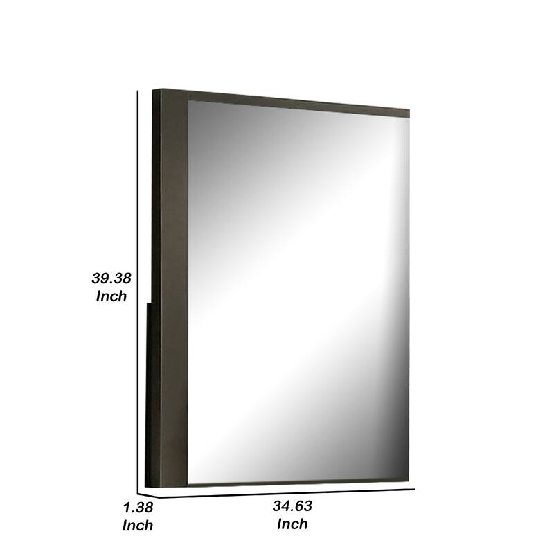 Kena Vanity Dresser Mirror, 2 Tone Metallic Gray Asymmetrical Frame - Metallic Gray