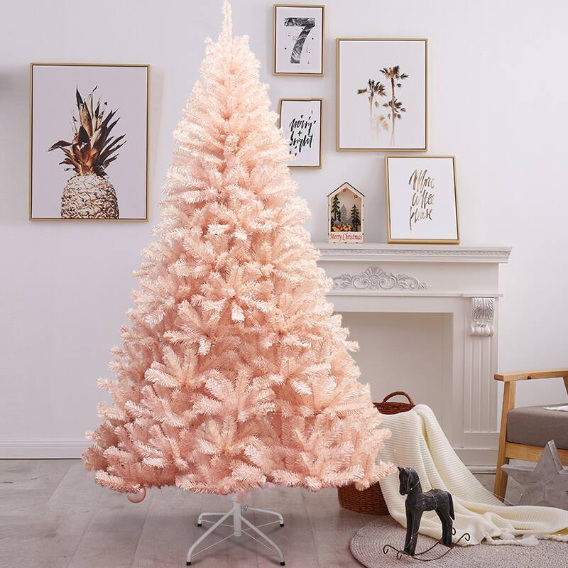 Gymax 6ft/ 7ft Pink Classic Pine Christmas Tree Artificial Hinged - See Details