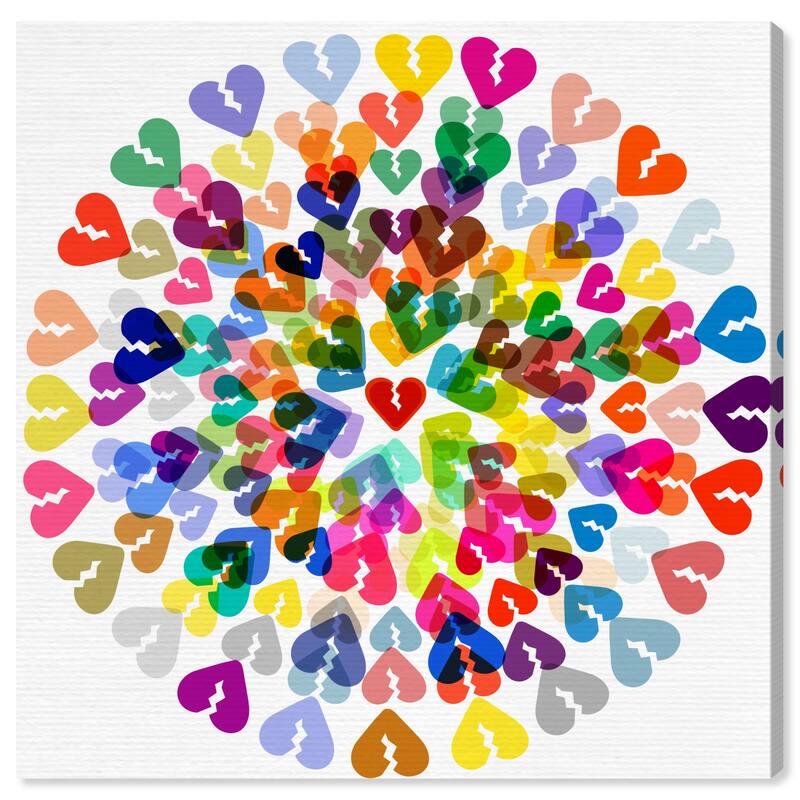Wynwood Studio Canvas Fashion and Glam Broken Heart Colorful Mandala Yellow Modern & Contemporary Wall Art Canvas Print