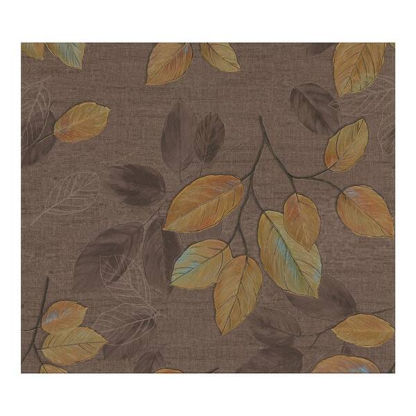 Dorado Brown Leaf Toss Wallpaper - 21 x 396 x 0.025 - On Sale - Bed ...