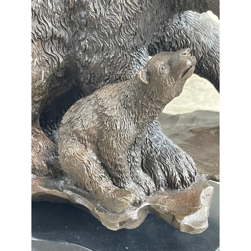 Large Polar Bear With Cub Bronze Sculpture Art Deco Statue Figurine Figure Decor