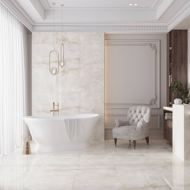 Apollo tile 24" x 48" Splendor Lappato Light Cream Beige Porcelain Tile (15.5 sq ft/case) - 2 Pack