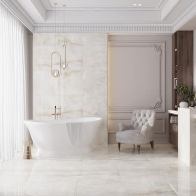 Apollo tile 24" x 48" Splendor Lappato Light Cream Beige Porcelain Tile (15.5 sq ft/case) - 2 Pack