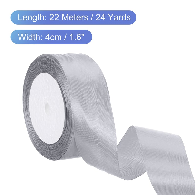 24 Yards Satin Ribbon Polyester for Gift Decoration - Grey