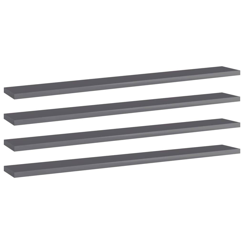 vidaXL Bookshelf Boards 4 pcs High Gloss Gray 31.5"x3.9"x0.6" Chipboard