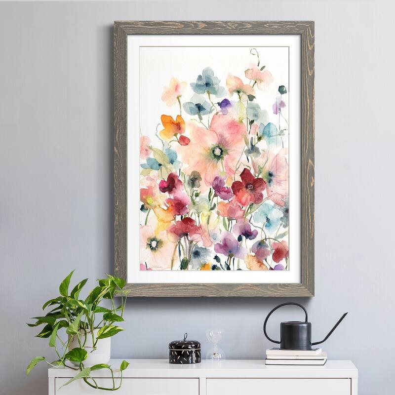 Poppies and Sweetpeas-Premium Framed Print - Ready to Hang