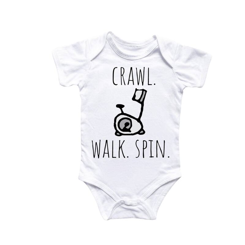 Spin Bike - Baby Boy Girl Clothes Infant Bodysuit Funny Cute Newborn - White - 6-9M
