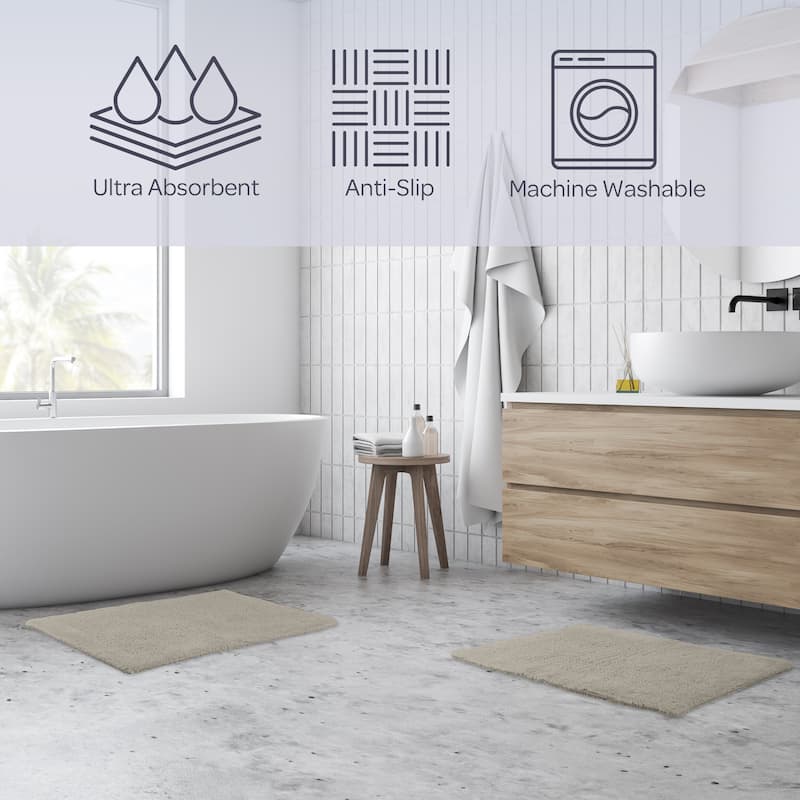 Lavish Home 2-Piece 2500GSM Cotton Bath Mat Set