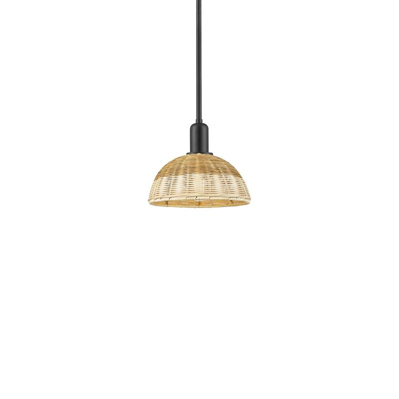 Innovations Lighting 716-1S-12-9 Natural Ballston Dome Pendant Natural - Matte Black / Natural