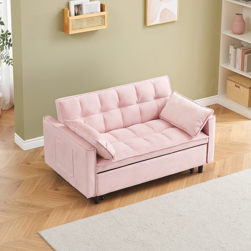 55" 3-in-1 Double Pull-Out Sofa Bed for Living Room