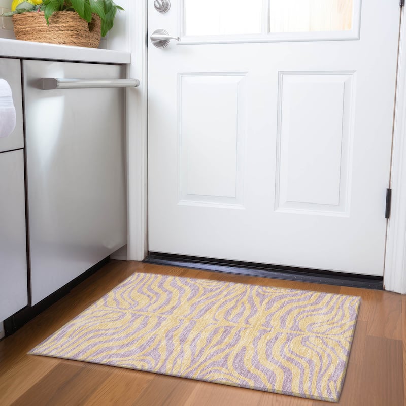 Premium Washable Super Soft Modern Zebra Print Mayfield Rug - Peach - 1'8" x 2'6"