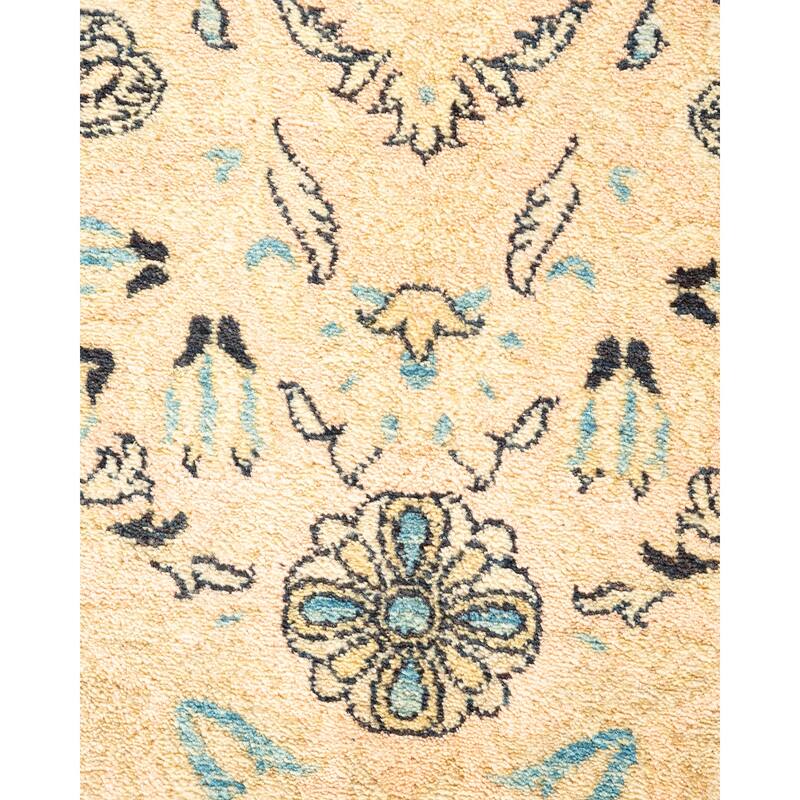 Overton Handknotted Wool Traditional Abstract Beige Area Rug - 5' x 8'