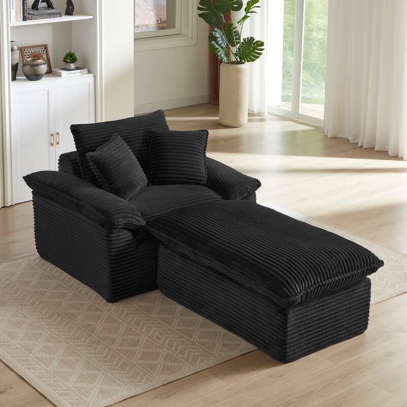 51.97" Modern Comfortable Cushioned Compression Single Sofa with Footrest