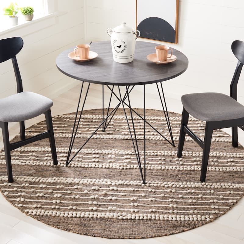 SAFAVIEH Natural Fiber Cressie Jute & Wool Fringe Rug - 6' Round - Natural/Beige