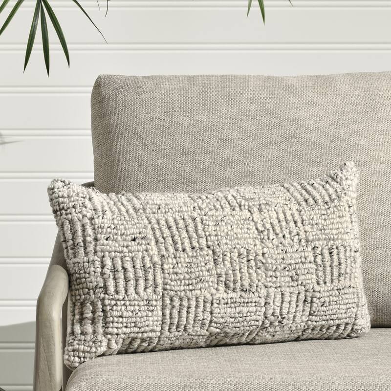 Villa by Classic Home Shades 14"x26" Recycled Fabric Throw Pillow - Ivory